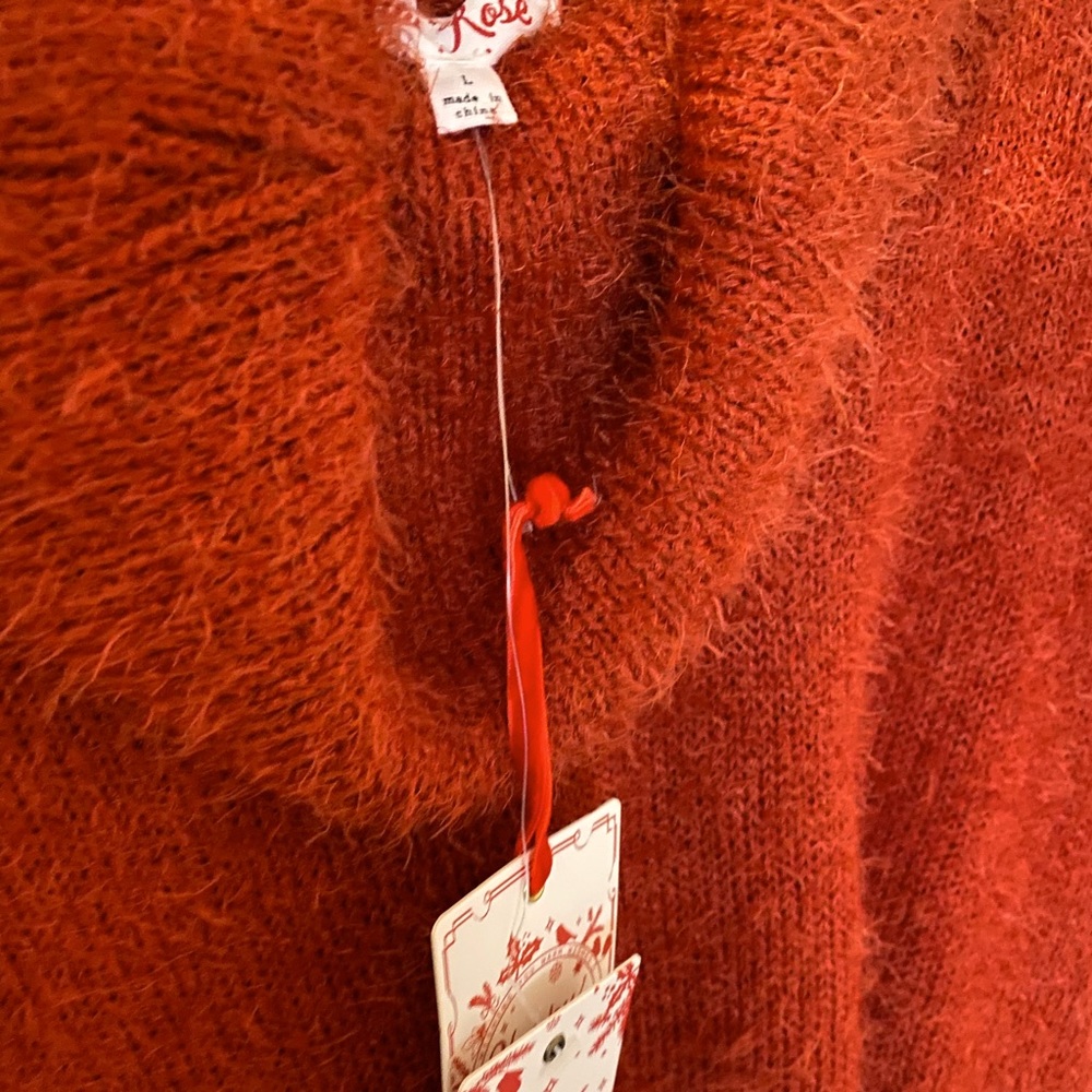 Fuzzy, soft, cozy burnt orange sweater